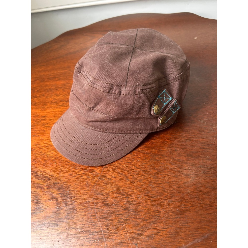 Adidas Originals Brown Cadet Military Cap Turquoise Contrast Stitching One Size